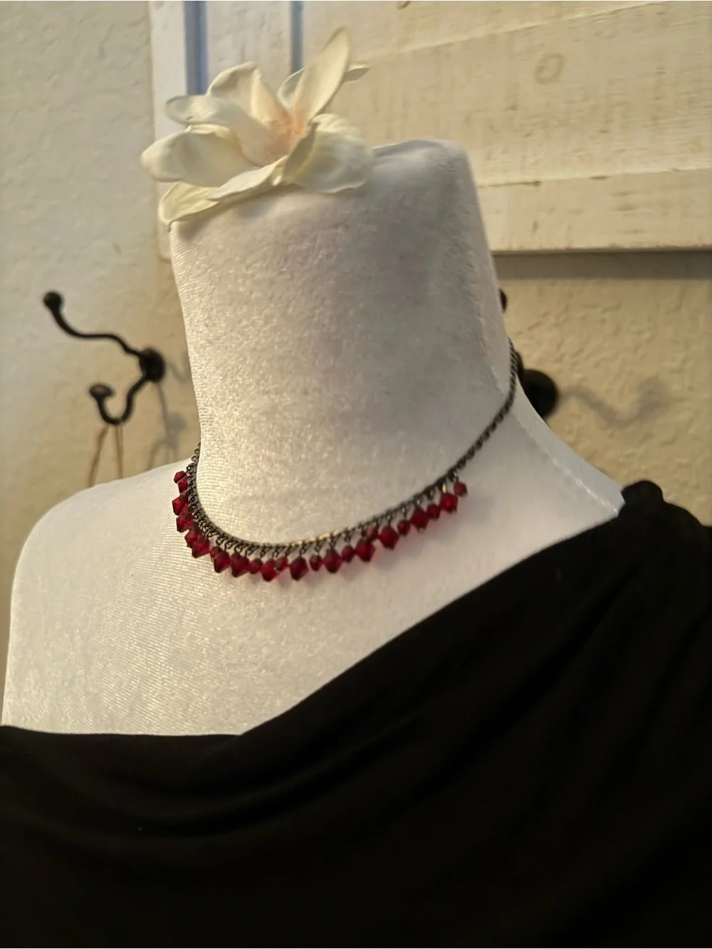 Red Beaded Choker Necklace